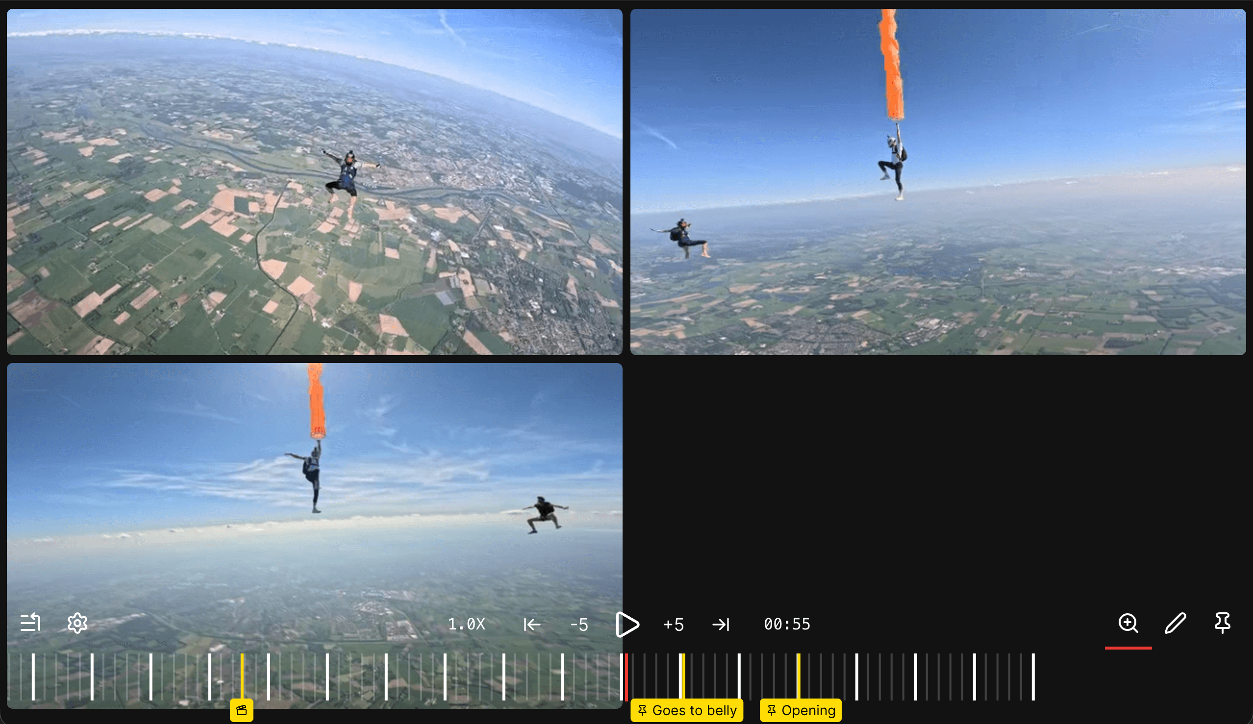 FlyViewPro multi-angle debrief interface